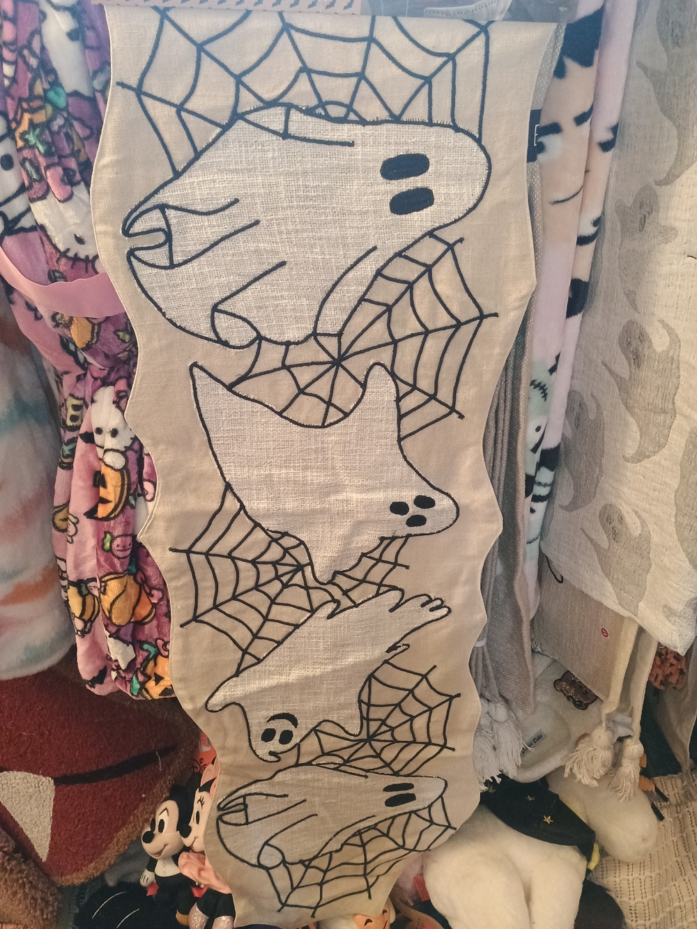 cupcakes and cashmere Halloween Ghost Table Runner - Beige & Black - Picture 2 of 2